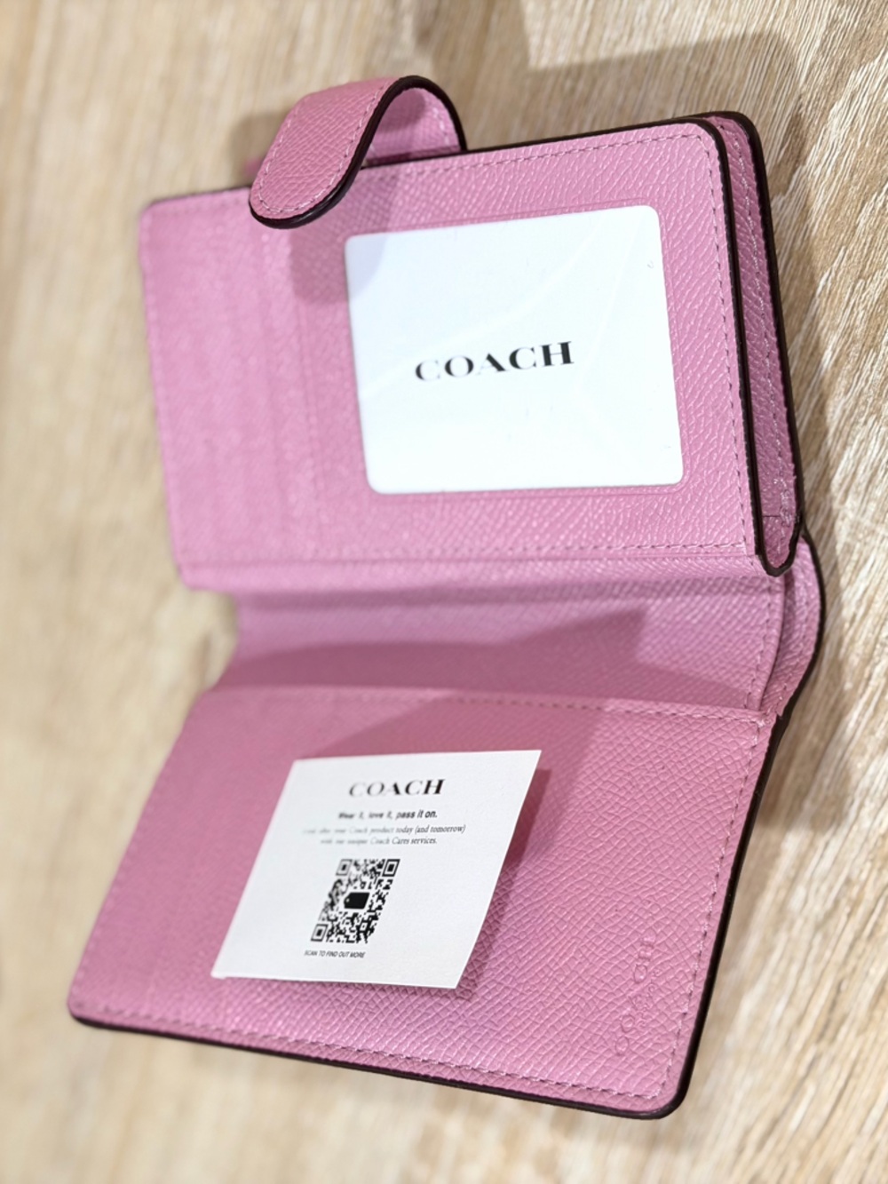 NWT- Coach Medium Corner Zip Wallet in Crossgrain Leather Dusty Rose - Picture 2 of 8